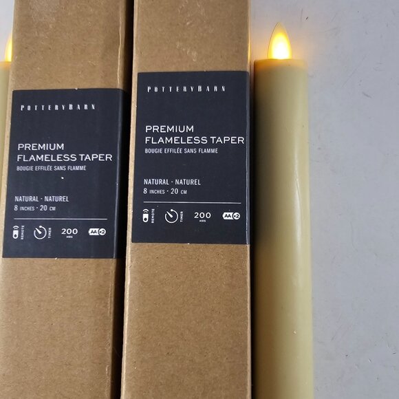 Pottery Barn Premium Flameless Taper Candles Lot Of 2 Natural 8” FLAW - Picture 4 of 13